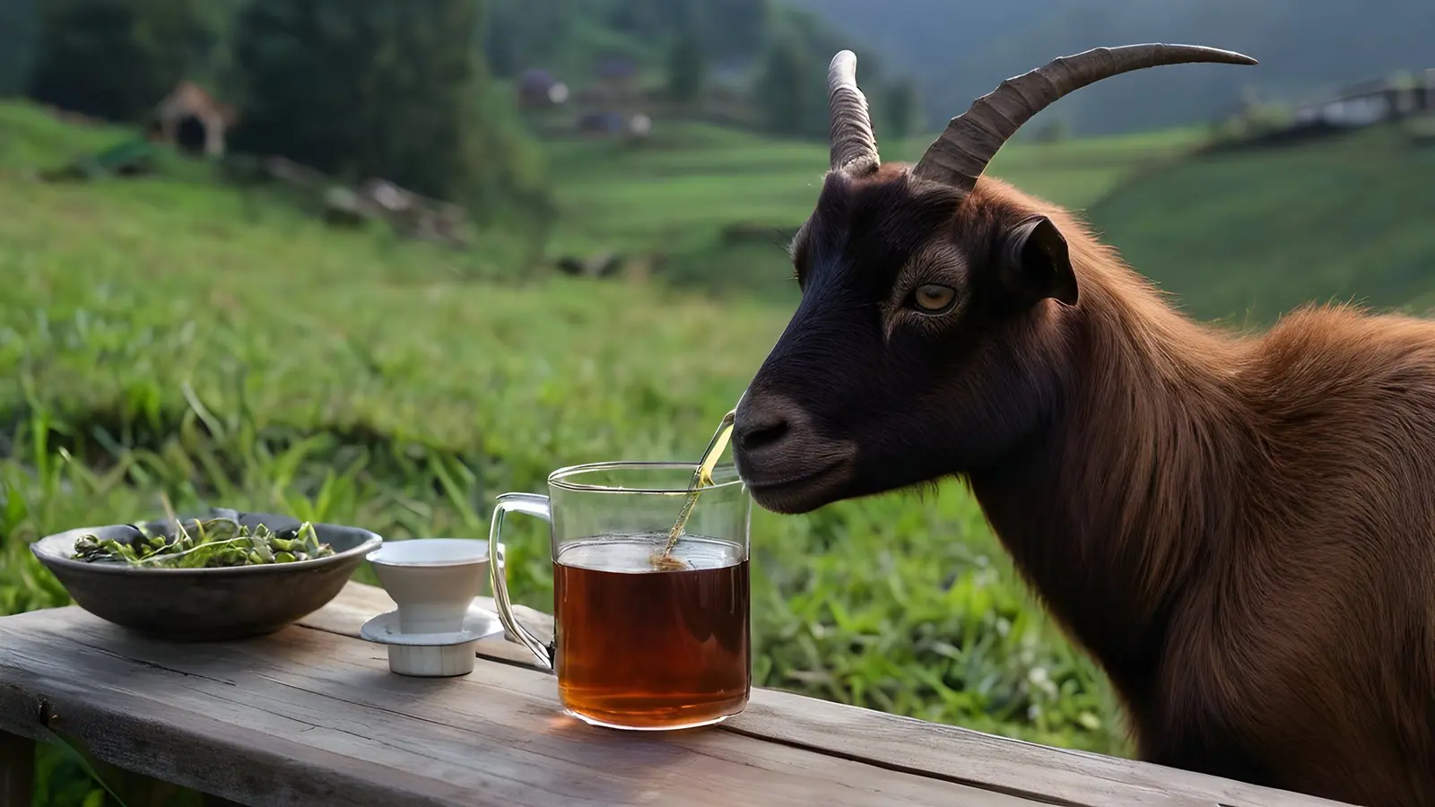 Rize'de bardaktan çay içen keçi görenleri şaşırttı — Ekonomi